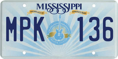 MS license plate MPK136