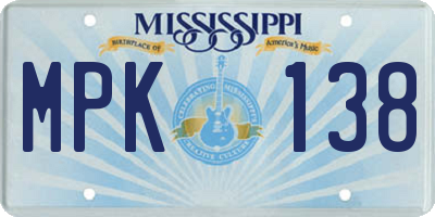 MS license plate MPK138