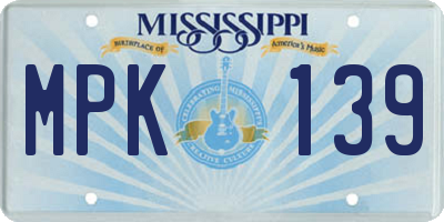 MS license plate MPK139