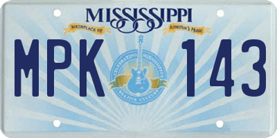 MS license plate MPK143