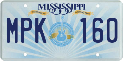 MS license plate MPK160