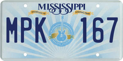 MS license plate MPK167