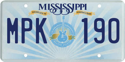 MS license plate MPK190