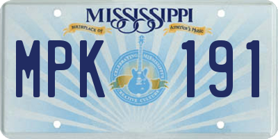 MS license plate MPK191