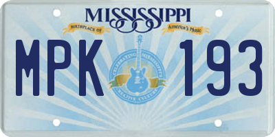 MS license plate MPK193