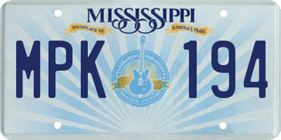 MS license plate MPK194