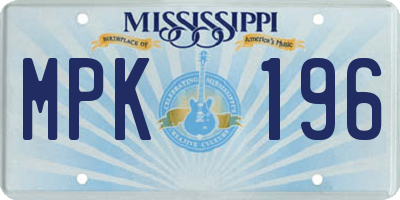 MS license plate MPK196