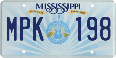 MS license plate MPK198