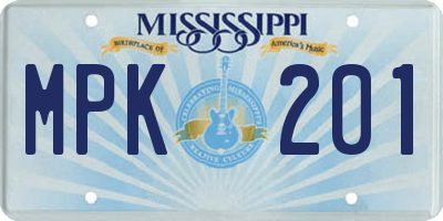 MS license plate MPK201
