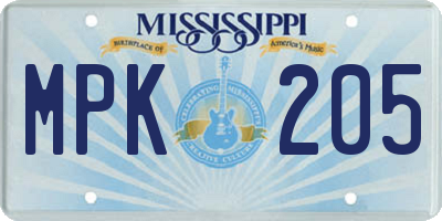MS license plate MPK205