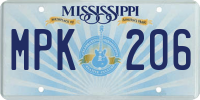 MS license plate MPK206