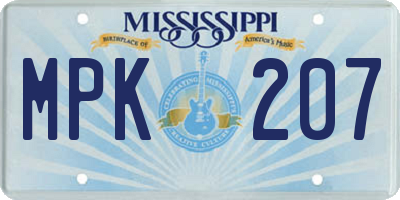 MS license plate MPK207