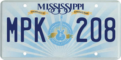 MS license plate MPK208