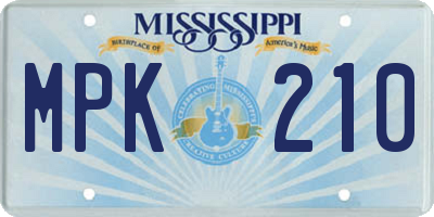 MS license plate MPK210