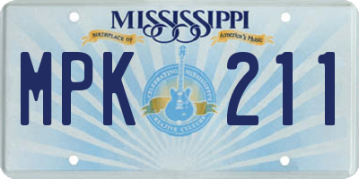 MS license plate MPK211