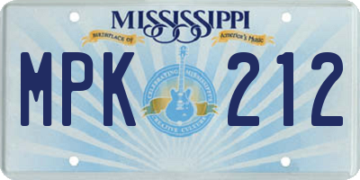 MS license plate MPK212