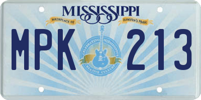 MS license plate MPK213