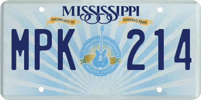 MS license plate MPK214