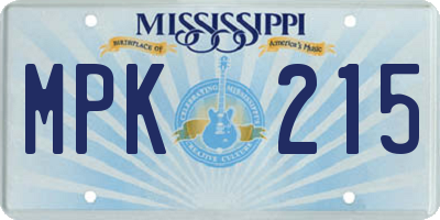 MS license plate MPK215