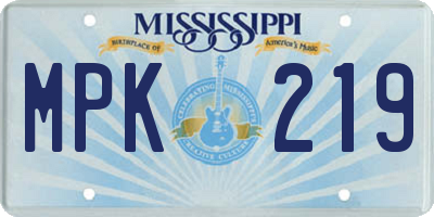 MS license plate MPK219