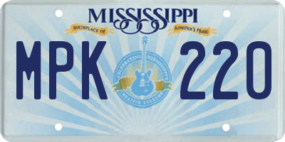 MS license plate MPK220