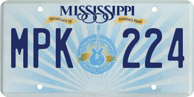 MS license plate MPK224