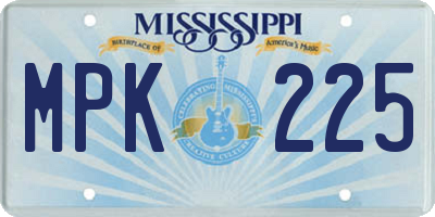 MS license plate MPK225