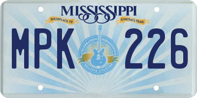 MS license plate MPK226