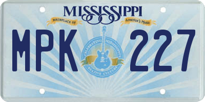 MS license plate MPK227