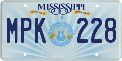 MS license plate MPK228