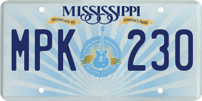 MS license plate MPK230