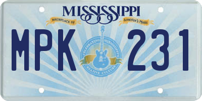 MS license plate MPK231