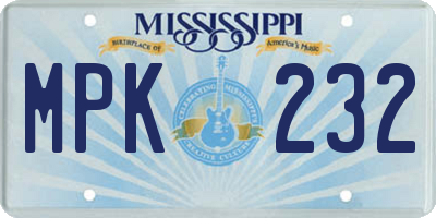 MS license plate MPK232