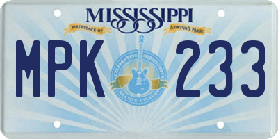 MS license plate MPK233