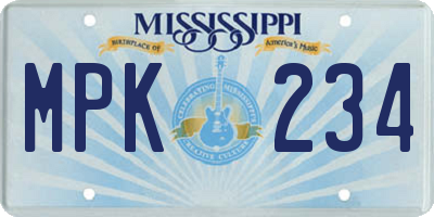 MS license plate MPK234