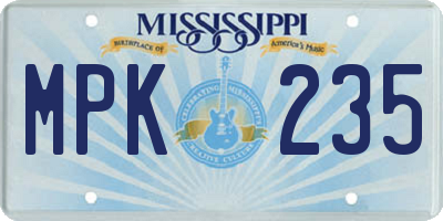 MS license plate MPK235