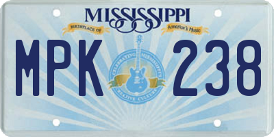 MS license plate MPK238