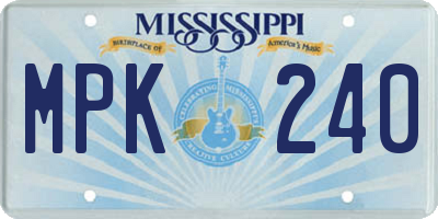 MS license plate MPK240