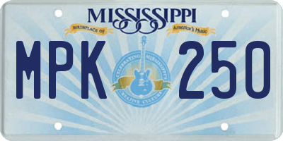 MS license plate MPK250