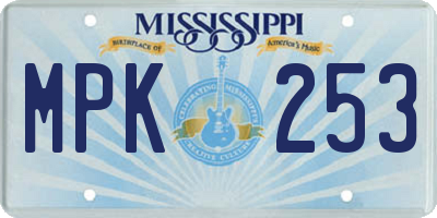 MS license plate MPK253