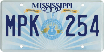 MS license plate MPK254