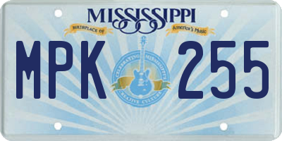 MS license plate MPK255