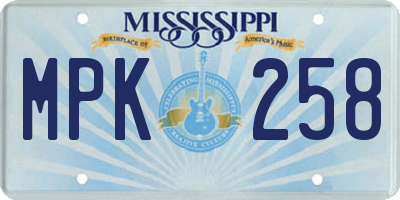 MS license plate MPK258