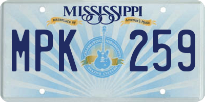 MS license plate MPK259
