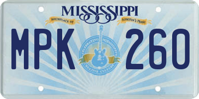 MS license plate MPK260