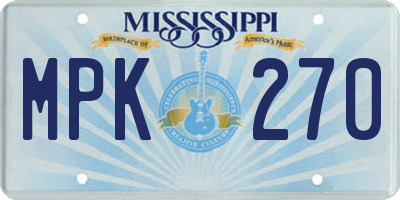 MS license plate MPK270