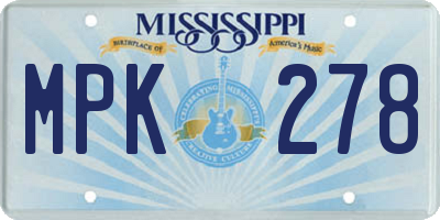 MS license plate MPK278