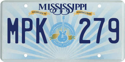 MS license plate MPK279