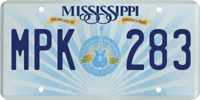 MS license plate MPK283