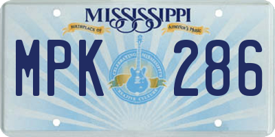 MS license plate MPK286